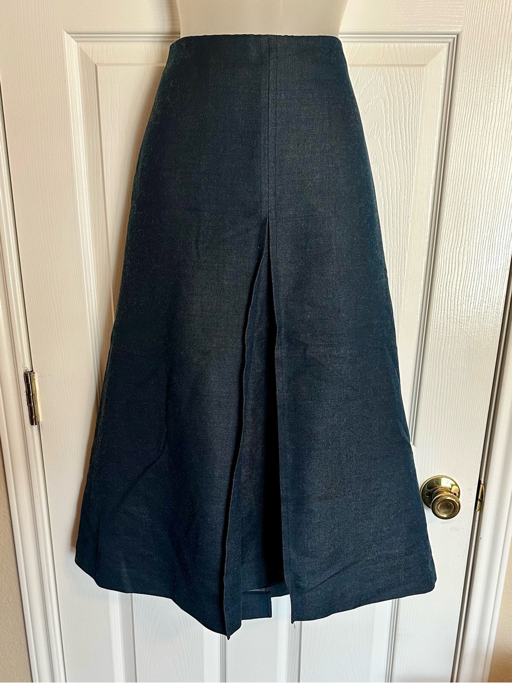 Marc Jacobs Navy Midi A-Line Skirt with Center Front Pleat